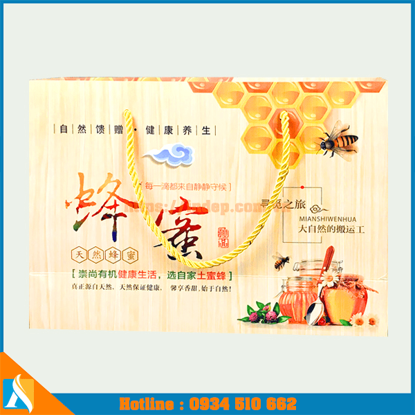 mẫu túi giấy đẹp đựng chai mật ong