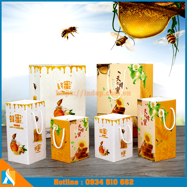 mẫu túi giấy đựng chai mật ong