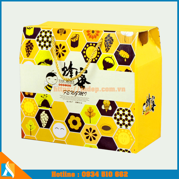 mẫu túi xách giấy đựng chai mật ong bắt mắt