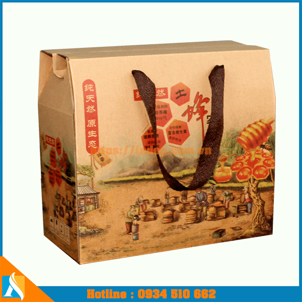 mẫu túi xách giấy giá rẻ đựng chai mật ong