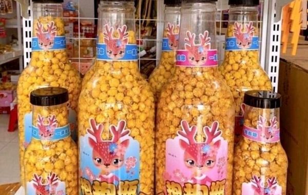 Nhãn dán chai đựng bỏng ngô in hình xinh xắn