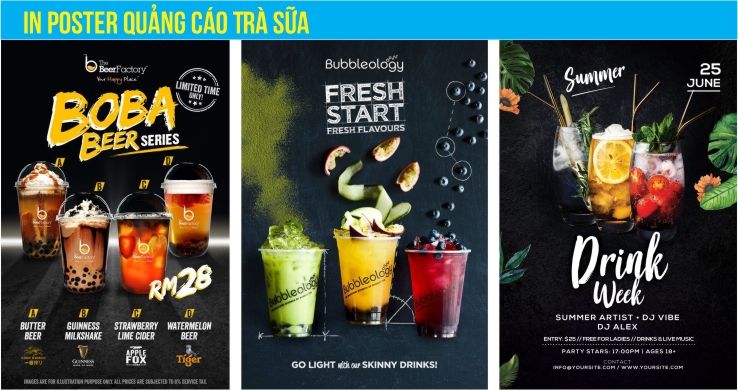 in poster quảng cáo trà sữa