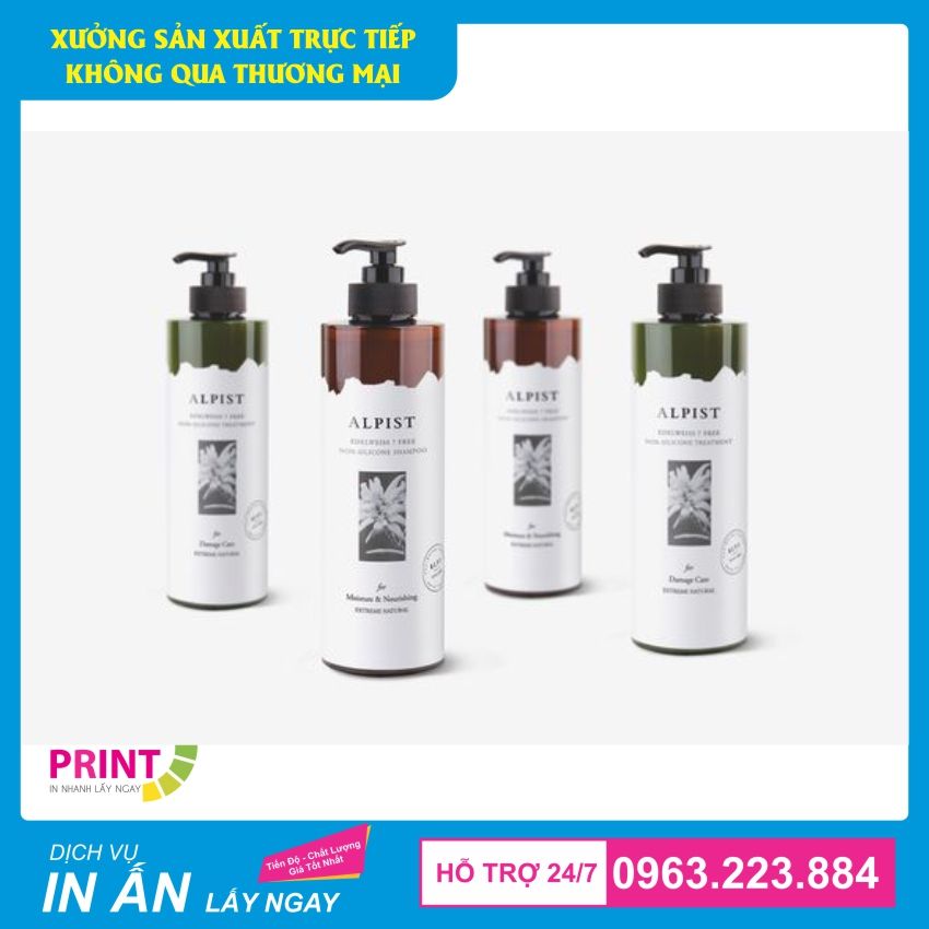 tem dán chai nhựa đựng mỹ phẩm