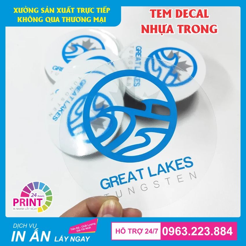 Mẫu tem dán được in trên chất liệu decal trong