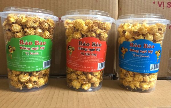 Tem decal giấy dán hộp nhựa đựng bỏng ngô