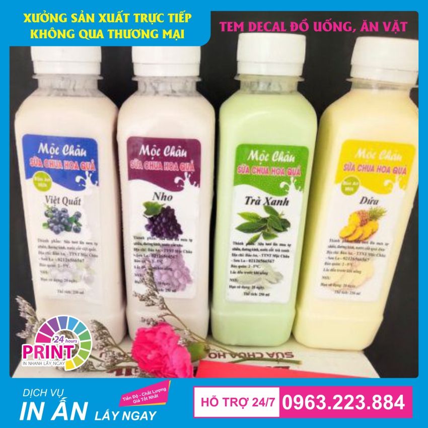 in tem nhãn dán chai trà sữa