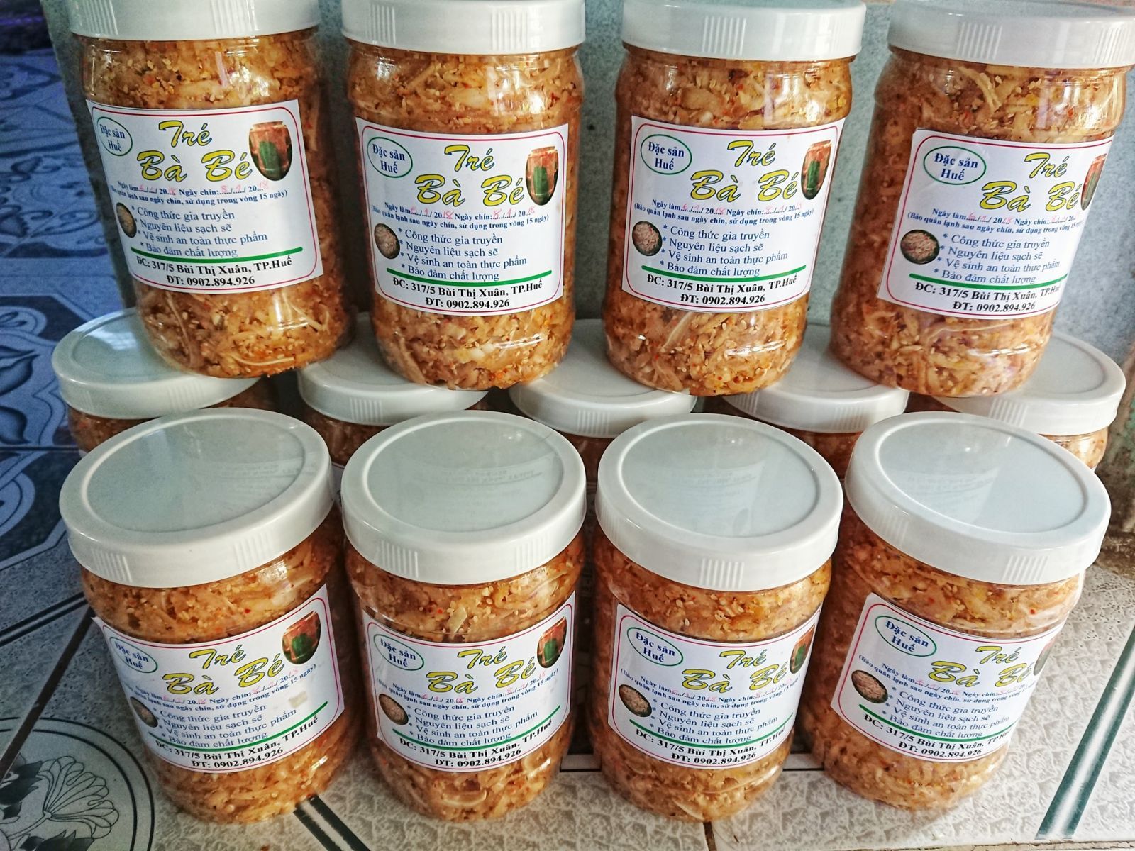 tem nhãn dán hộp tré Bà Bé tại Huế