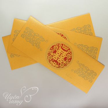 Thiệp cưới màu vàng đồng - Innhanmac