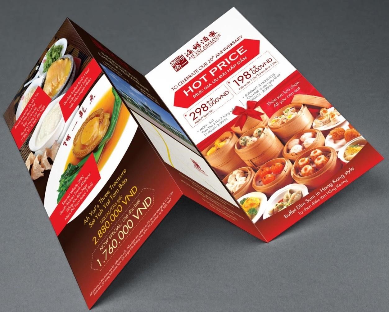 Tờ gấp quảng cáo hay Brochure cung cấp thông tin chuyên sâu về khuyến mãi và sản phẩm dịch vụ để thuyết phục khách mua hàng