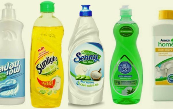 Mẫu thiết kế nhãn chai nước rửa chén bát nhiều hình dạng