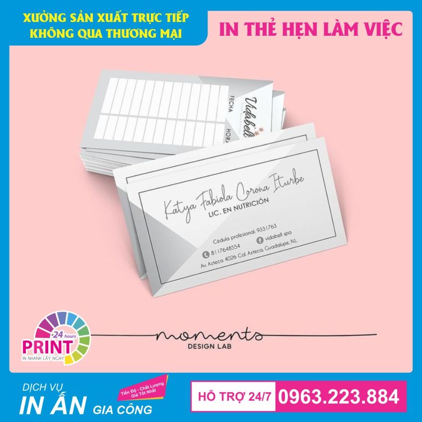 thiết kế thẻ hẹn làm việc