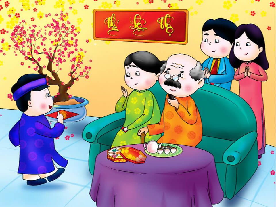 tranh chúc tết ông bà