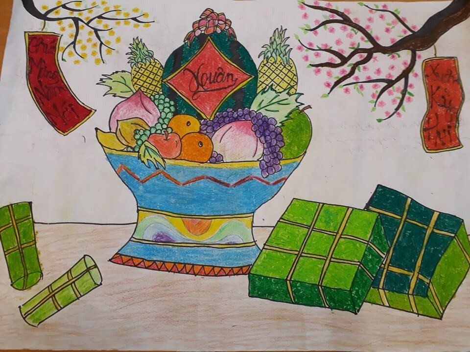 tranh mâm ngũ quả