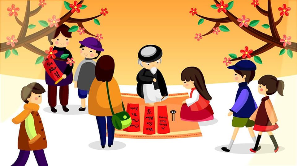 tranh ông đồ cho chữ