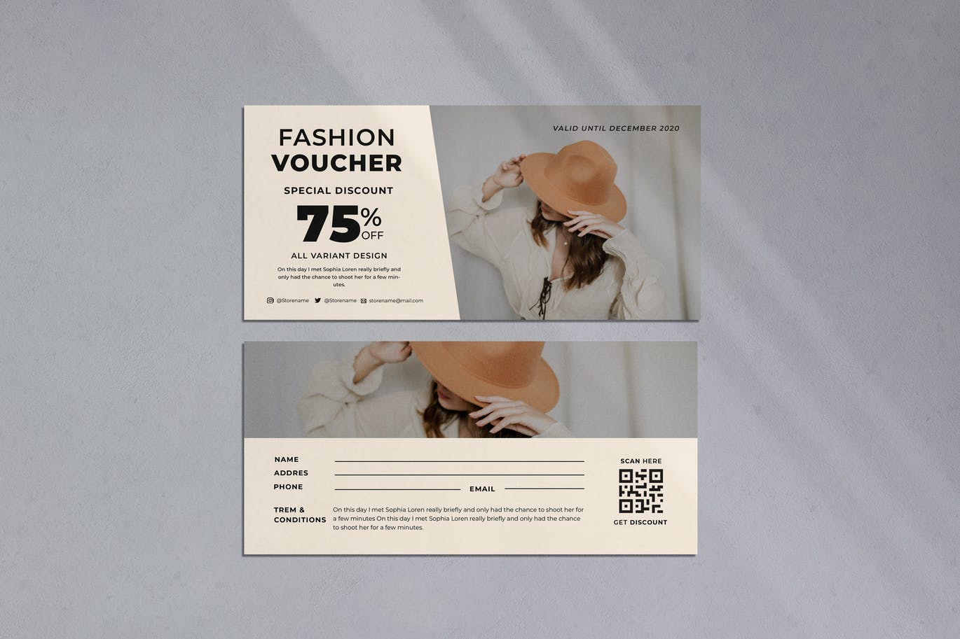 Mẫu voucher thời trang điền thông tin