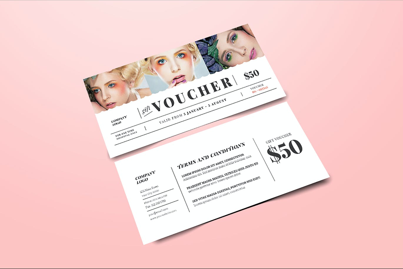 Mẫu voucher thời bố cục 1/3