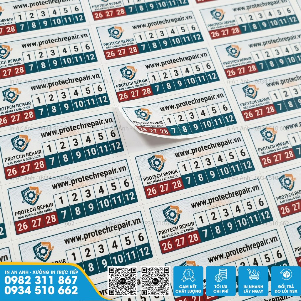 in tem bảo hành thiết bị điện