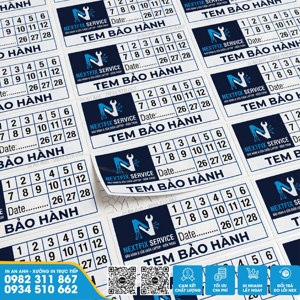 tem bảo hành thiết bị